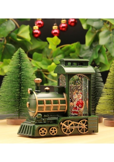 Yılbaşı Kar Küresi Noel Işıklı Dekoratif Noel Baba Treni 3