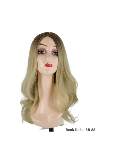 Peruk Dalgalı Fiber Sentetik Kumral Koyu Platin Ombre No-8B-88