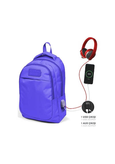Coral High Kids Lavanta Üç Bölmeli Usb'li Okul Sırt Çantası 24315