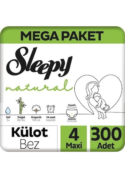 Sleepy Natural Külot Bez 4 Numara Maxi Mega Fırsat Paketi 300 Adet 3'lü