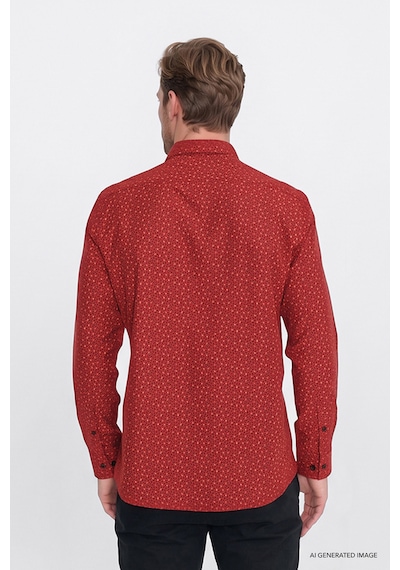 Ac&Co / Altınyıldız Classics Erkek Kırmızı Sıyah Pamuklu Slim Fit Dar Kesim Klasik Yaka Baskılı Gömlek Ac&Co / Altınyıldız Classics Erkek Kırmızı Sıyah Pamuklu Slim Fit Dar Kesim Klasik Yaka Baskılı Gömlek