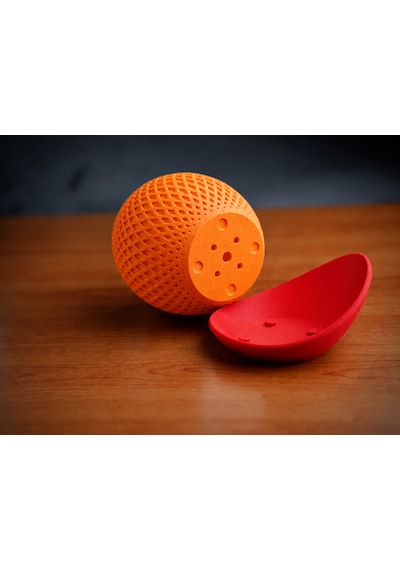 3d Baskı Küre Saksı - Kafes Dokulu İki Parçalı Dekoratif Saksı - Turuncu-kırmızı