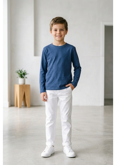 Kiagu Erkek Çocuk Uzun Kollu Basic Düz Tişört %100 Pamuk Bisiklet Yaka T-shirt 2-13 Yaş İndigo Kiagu Erkek Çocuk Uzun Kollu Basic Düz Tişört %100 Pamuk Bisiklet Yaka T-shirt 2-13 Yaş İndigo