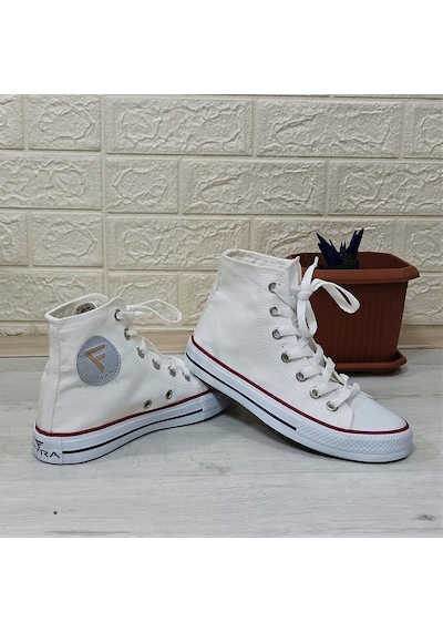 Fiyra 555 Beyaz Uzun Unisex Sneaker Keten Spor Ayakkabı 001