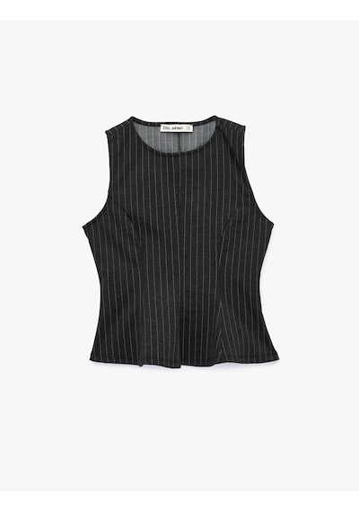 Koton Viskon Karışımlı Slim Fit Bisiklet Yaka Çizgili Kolsuz Korse Görünümlü Bluz Antrasit 7wal30007ık Koton Viskon Karışımlı Slim Fit Bisiklet Yaka Çizgili Kolsuz Korse Görünümlü Bluz Antrasit 7wal30007ık