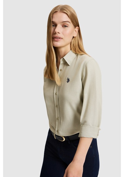 U.S. Polo Assn. Kadın Açık Haki Uzun Kollu Basic Gömlek 50324791-vr183 Acık Hakı