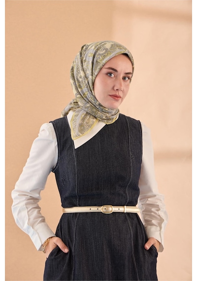 Silk Home Yaz Esintisi Eşarp 150002-23 Butter Yellow, Gri, Sarı,gümüş
