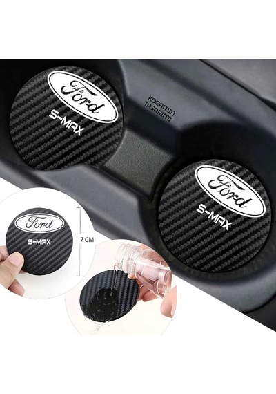 Ford S-max Karbon 7 Cm Bardak Altlığı Ford S-max Amblemli Dayanıklı Ve Şık 2 Adet 2 Adet