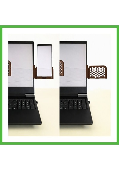 Vaveni 3d Baskı Monitor Telefon Tutucu - Petek Desenli Laptop Kenar Telefon Tutucu-kahverengi Arz