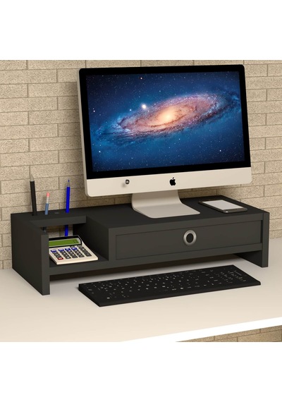 Emkawood Mira Monitör Yükseltici Laptop Sehpası Siyah