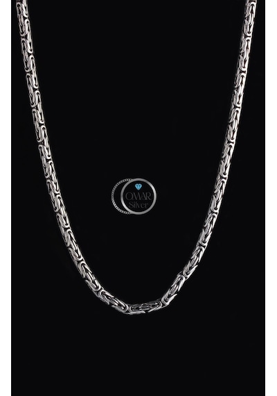 Omar Silver Zincir 925 Ayar 4 Mm Gümüş Erkek Oval Kral Kolye