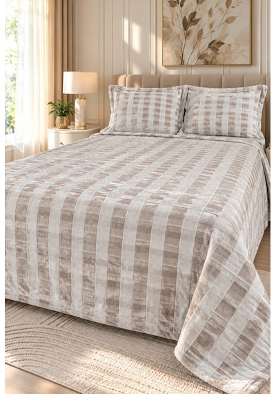 Kapreo Home Hennesey 3 Parça Comforter Yorgan Yatak Örtüsü Seti Çift Kişilik 240x260 Cappuccino