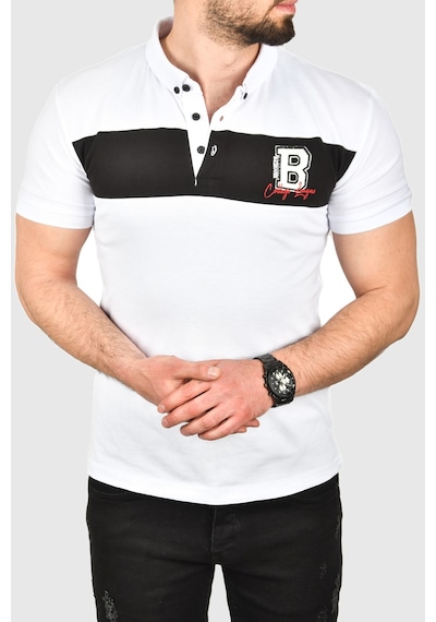 Deepsea Erkek Beyaz Slim Fit Nefes Alan Pamuklu Kumaş Dar Kesim Kıvrılmaz Yaka Polo Yaka Tişört 2503019 Beyaz