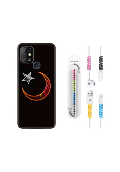 Infinix Hot 8 Kılıf Kablo Koruyuculu Ay Yıldız 1884