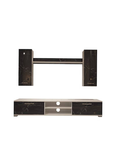 Decoraktiv Eko 7 Mdf Dvd Tv Ünitesi Tv Sehpası Beyaz - Siyah Mermer
