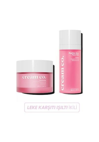 Cream Co. Moisturizer Leke Karşıtı Nemlendirici Bakım Kremi 50 ML + Peptide Glow Aydınlatıcı ve Nemlendirici Yüz Spreyi 50 ML
