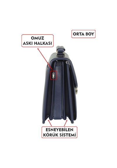 Dada Kilit Mekanizmalı Lacivert Renk Piremium Orta Boy Erkek El Çantası Omuz Askılı