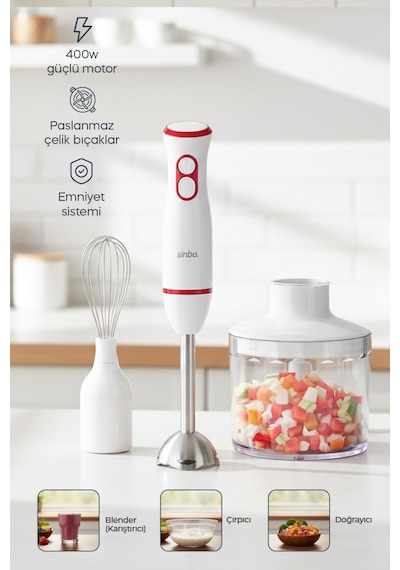 Sinbo SHB-7530 Çok Fonksiyonlu El Blender Seti