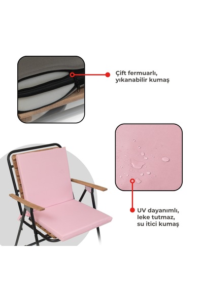 Xpermate 4'lü Arkalıklı Sandalye Minderi Fermuarlı 40x40 Pembe