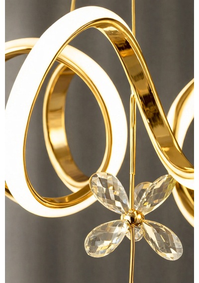 Elena Model Gold Şık Led Salon Yatak Mutfak Oturma Odası Sarkıt Beyaz Işık Led Avize Gold
