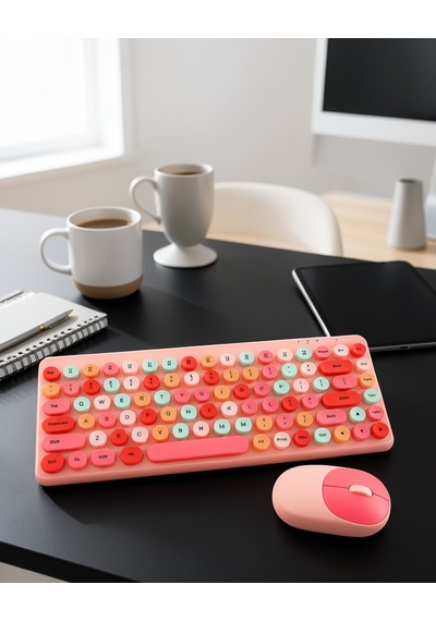 Kablosuz Bluetooth Klavye Çoklu Cihaz Desteği Uczzzqw02pembeklavyemouse-7 Diğer
