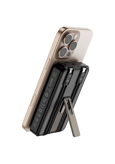 Wiwu Wi-p056 Taşınabilir Wireless Şarj Ve Pd Hızlı Şarj Özellikli Powerbank 15w 10000mah Siyah