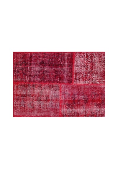 El Dokuması Patchwork Vintage Yün-pamuk Kırmızı Halı 35840 161 X 230 Cm