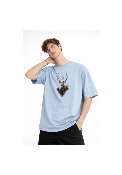 Alemdarshop Deer - Oversize Erkek Tişört Bebek Mavisi Bebe Mavisi