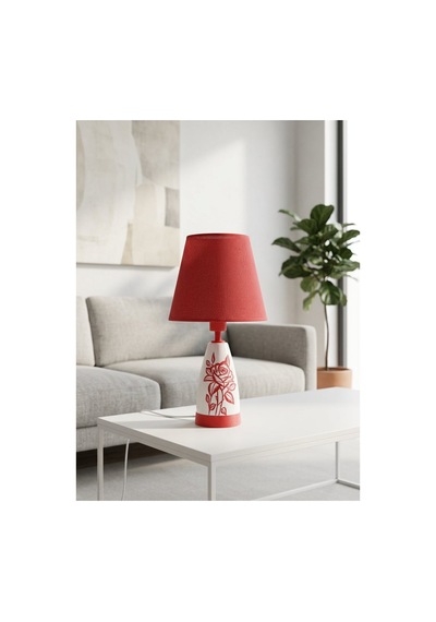 Işık Geçiren Porselen Abajur 46 Cm - Krem, İpek Şapkalı Pa030701s