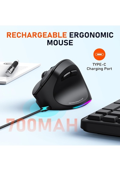 Ergonomik Fare, Kablosuz Dikey Fare Rgb Arkadan Aydınlatmalı Şarj Edilebilir Fare, Bluetooth 5.2 + 3.0 Ve Usb-a Usb-c Adaptörlü 4 Ayarlanabilir Dpı, Mac/windows/andriod/pc/tablet/iPad Uyumlu İçin Diğer Ergonomik Fare, Kablosuz Dikey Fare Rgb Arkadan Aydınlatmalı Şarj Edilebilir Fare, Bluetooth 5.2 + 3.0 Ve Usb-a Usb-c Adaptörlü 4 Ayarlanabilir Dpı, Mac/windows/andriod/pc/tablet/iPad Uyumlu İçin Diğer