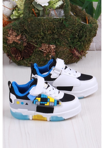 Fort Cool Legos Rahat Hafif Sneaker Işıklı Erkek Çocuk Ayakkabı SİYAH-BEYAZ