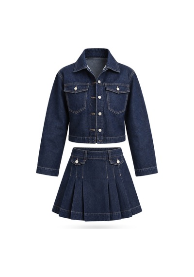 5in1Canpolat Lacivert Denim Etek Ceket Takım 0001
