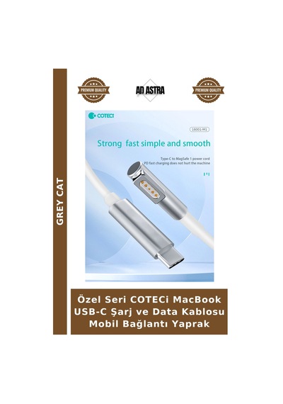 Özel Seri Coteci Apple MacBook Uyumlu Usb-c Şarj Ve Data Kablosu Mobil Bağlantı Yaprak