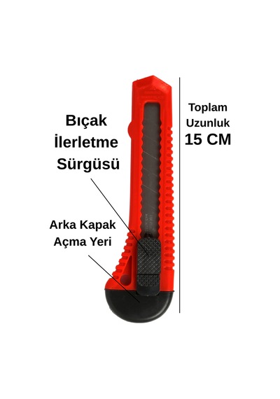 Plastik Maket Bıçağı Kırtasiye Halı Bıçağı Bıçak Falçata 15 Cm