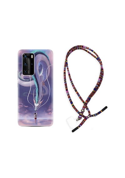 Huawei P40 Pro Kılıf Rasta Boyun Askılı Kız Ve Ejderha 1742