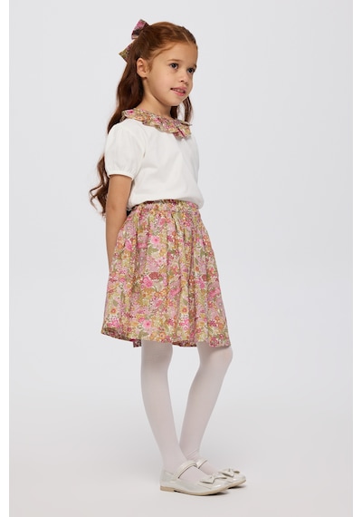 Panço Liberty Kumaş Desenli Kız Çocuk Etek Pembe