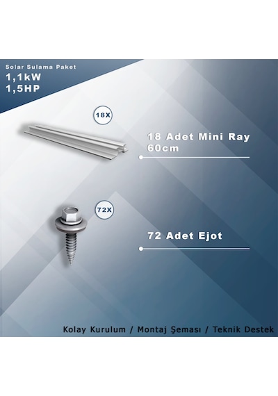 1.5hp-1.1kw Monofaz 230v Pompa İçin Solar Sulama Paketi