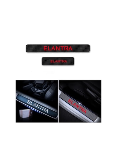 Hyundai Elentra Carbon Fiber Kapı Eşiği Yazısı Sticker 4Adet