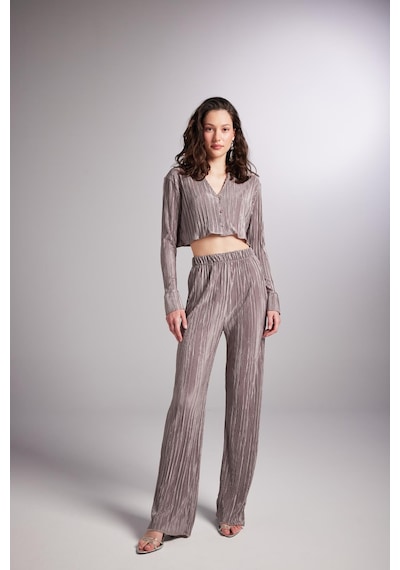 Holly Lolly Crop Model Düğme Kapamalı Comfy Crop Gömlek Vizon