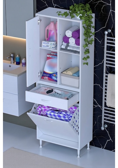 Eliusta Liora Beyaz Çok Amaçlı Banyo Dolabı 55 Cm Genişliğe Sahip 55x171x32,5 Cm Tek Sepetli 2 Raflı Dolap Beyaz Eliusta Liora Beyaz Çok Amaçlı Banyo Dolabı 55 Cm Genişliğe Sahip 55x171x32,5 Cm Tek Sepetli 2 Raflı Dolap Beyaz