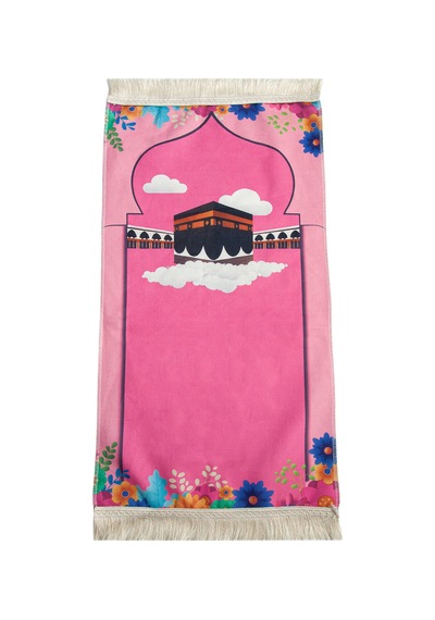 Kabeli Çiçek Desenli Çocuk Seccadesi Pembe Pembe