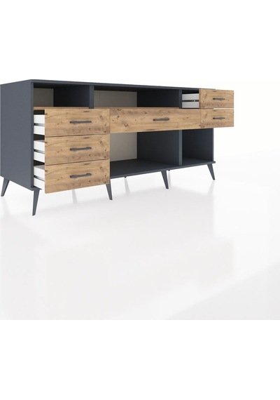 Kronos Konsol 2 Raflı 6 Çekmeceli 176x59x83 Antrasit-çam/çam Çam/çam Kronos Konsol 2 Raflı 6 Çekmeceli 176x59x83 Antrasit-çam/çam Çam/çam