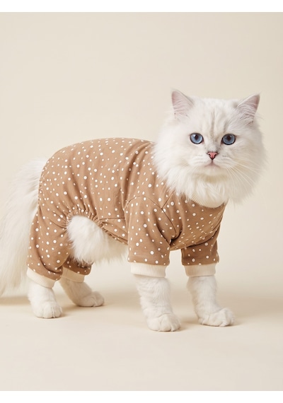 Latte Sprinkles Kedi Tulumu Pamuklu Penye Kedi Kıyafeti Küçük Irklar İçin Tüy Dökülmesini Azaltır