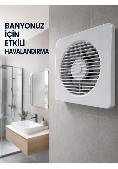 Mey İthalat 20 W Havalandırma Fanı 150 Mm Bağlantı Çapı 20,8 X 20,8 Cm Dekoratif Aspiratör Renkli