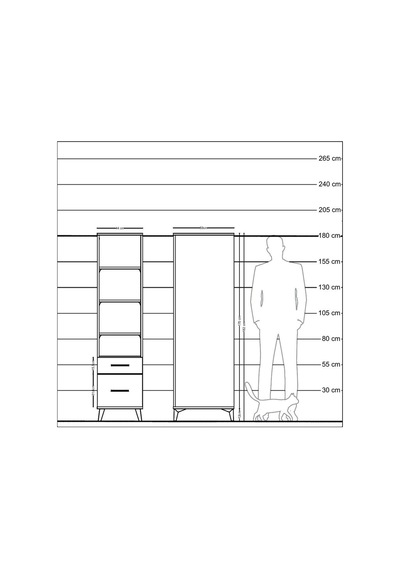 Kronos Dolap 4 Raflı 2 Çekmeceli 44x59x182 Aytaşı-antrasit Aytası