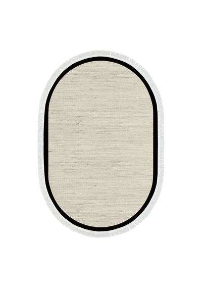 Dekoreko Kaymaz Taban Djt Banyo Mutfak Salon Halı Trend Saçaklı Oval Dokuma Desen E5001 Bej Gri