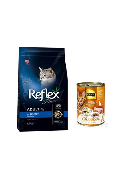 Reflex Plus Somonlu Yetişkin Kedi Maması 1500 G + Konserve Mama