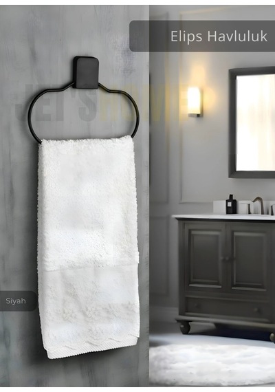 Jet's Home Elips Havluluk Paslanmaz Çelik Banyo Havluluk Düzenleyici Siyah Siyah