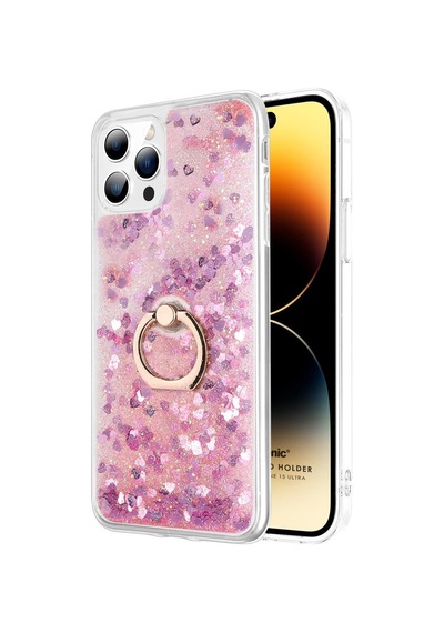 Microsonic Apple Uyumlu iPhone 15 Pro Max Kılıf Glitter Liquid Holder