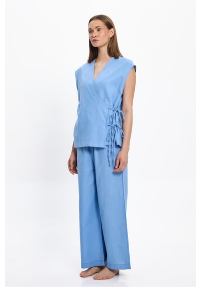 Toosalty Kadın Mavi Kısa Kollu %100 Cotton Kruvaze Top 25pl03st Mavi